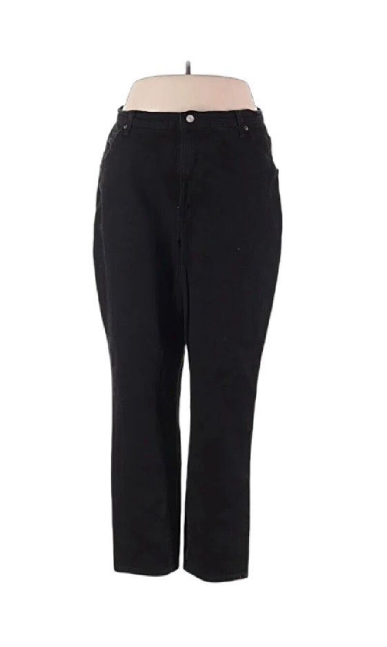 Just My Size Black Classic Fit Twill Pants Womens Plus Size 24W Short NEW WITH T - Picture 2 of 8